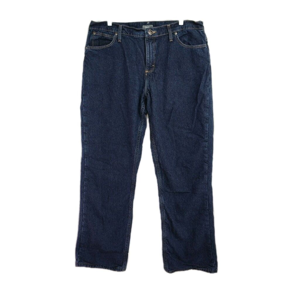 Cabela's Lined Jeans Women's Size 14 Short Dark Blue Wash Straight‎ Leg